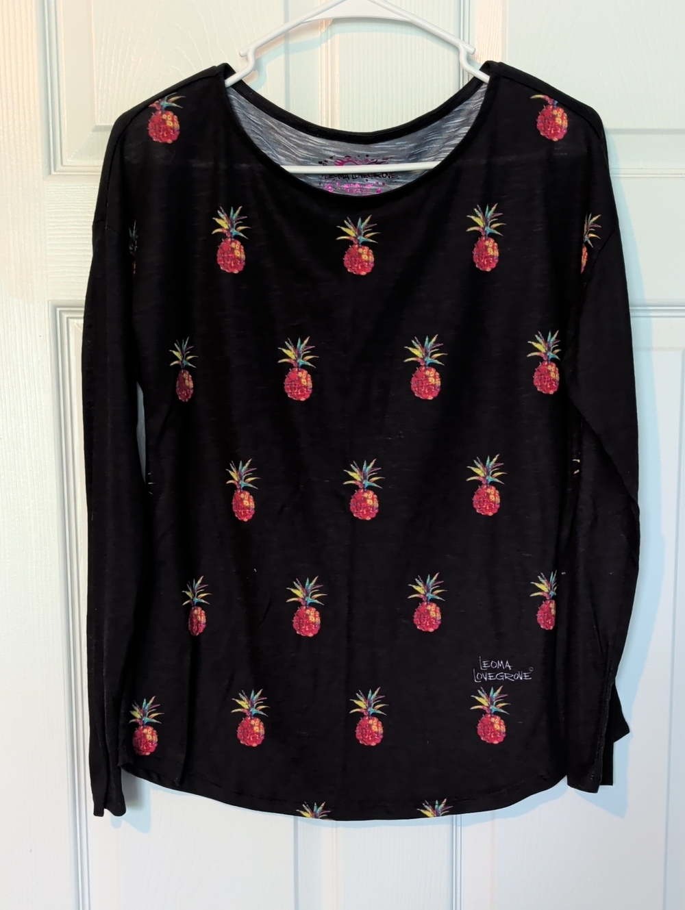 Leoma Lovegrove Black Pineapple Print Long-Sleeve Top Women's Small